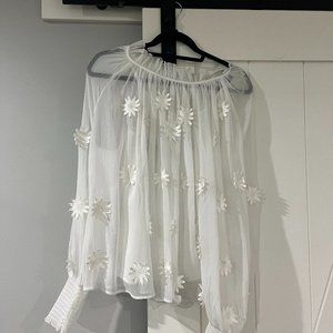 Free People White Floral Blouse with Cami - Small